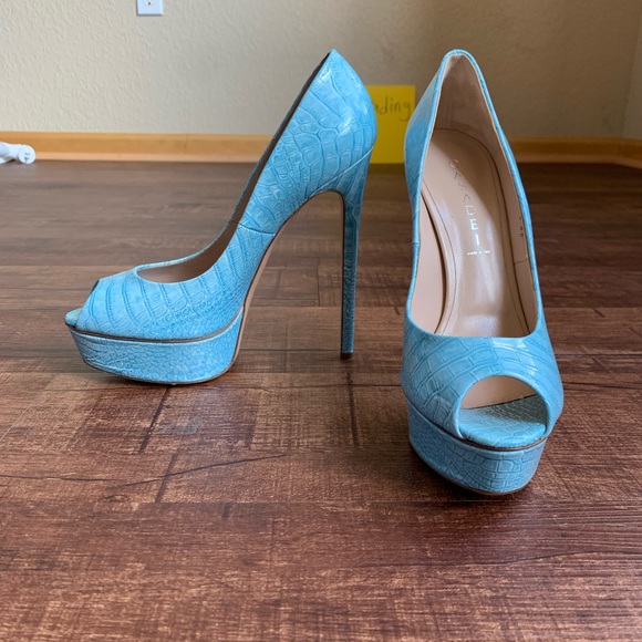 Casadei snake print peeptoe stiletto platform heel - Picture 13 of 14